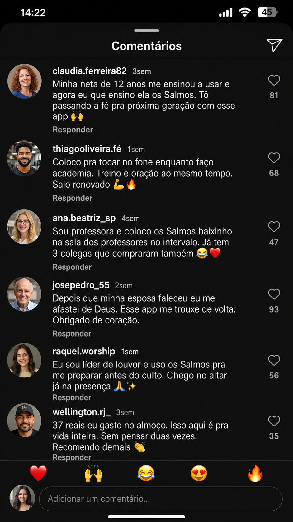 Depoimentos de clientes do Harpa de Davi
