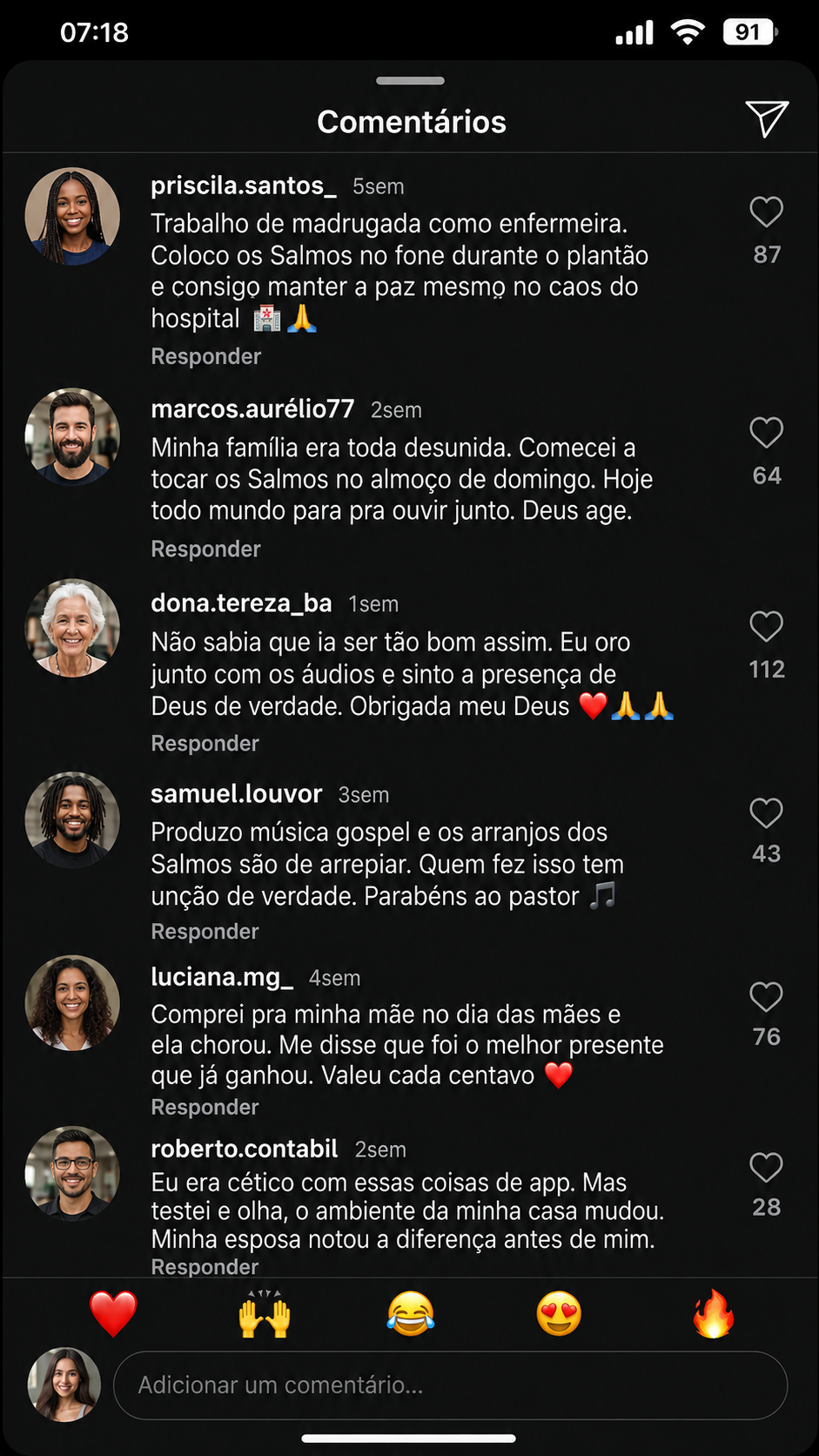 Depoimentos de clientes do Harpa de Davi