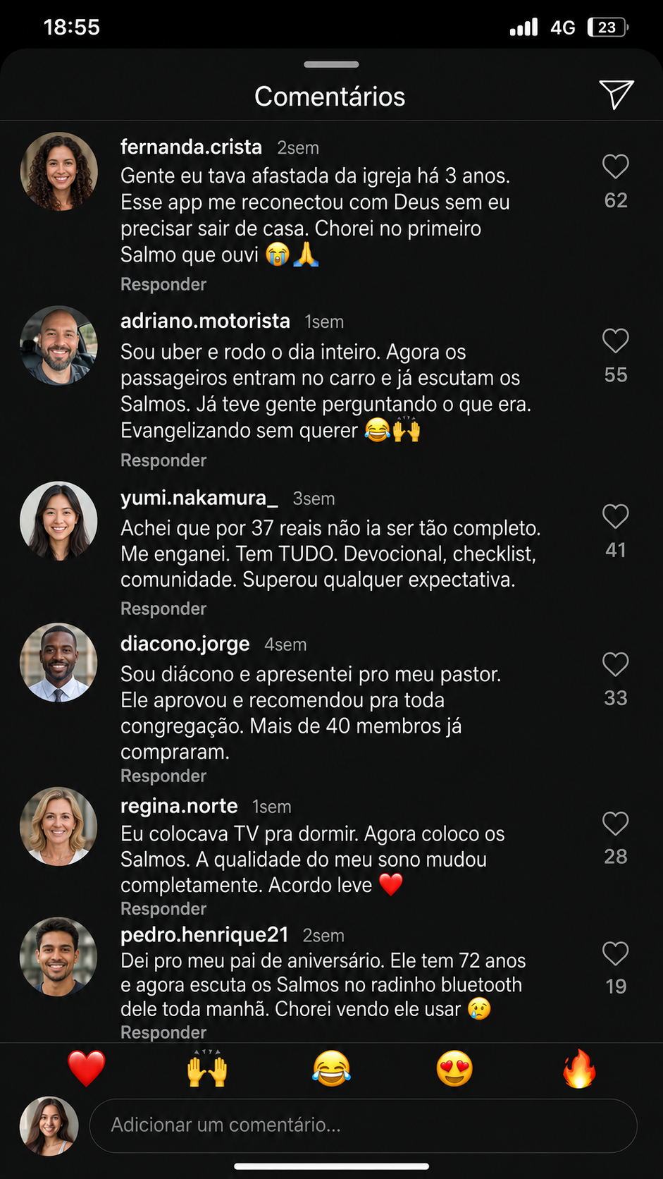 Depoimentos de clientes do Harpa de Davi